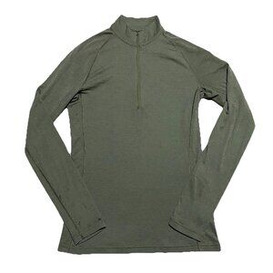 Icebreaker Merino Sweater Mens M Green 200 1/4 Zip Pullover Base Layer Flaws